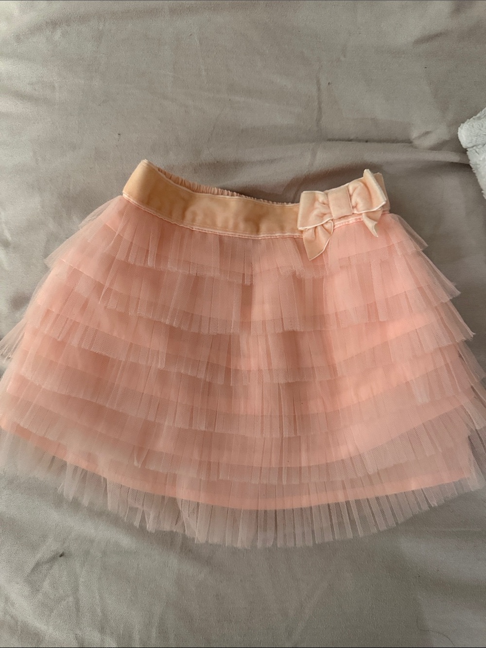 Janie and Jack Peach Tulle Baby Skirt with Bow Waistband